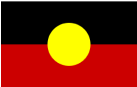 The Aboriginal Flag, is divided horizontally into a black top half and a red bottom half. A yellow circle is centred on the flag. Black represents the Aboriginal people of Australia. Red represents the earth and people’s spiritual relationship to the land, and the colour of ochre, used in ceremonies. Yellow represents the sun, the giver of life, and protection.