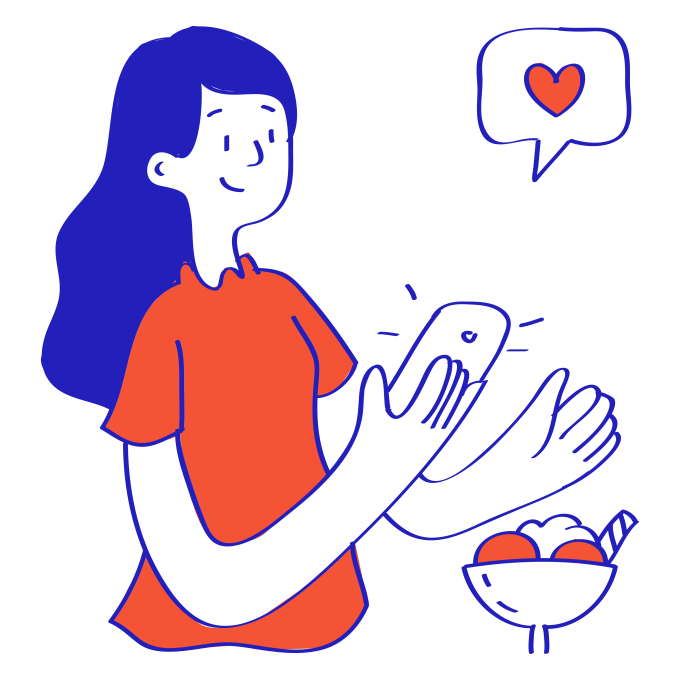 Illustrations – Person on mobile device – No background