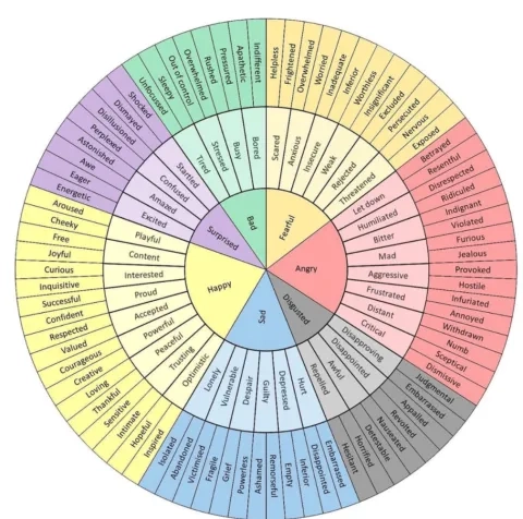coloured chart indicating different types of emotions